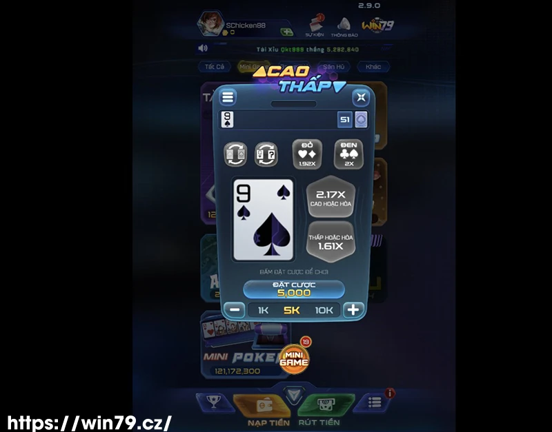 Các bước tham gia chơi Cao thấp 52 lá tại Win79 Các bước tham gia chơi Cao thấp 52 lá tại Win79